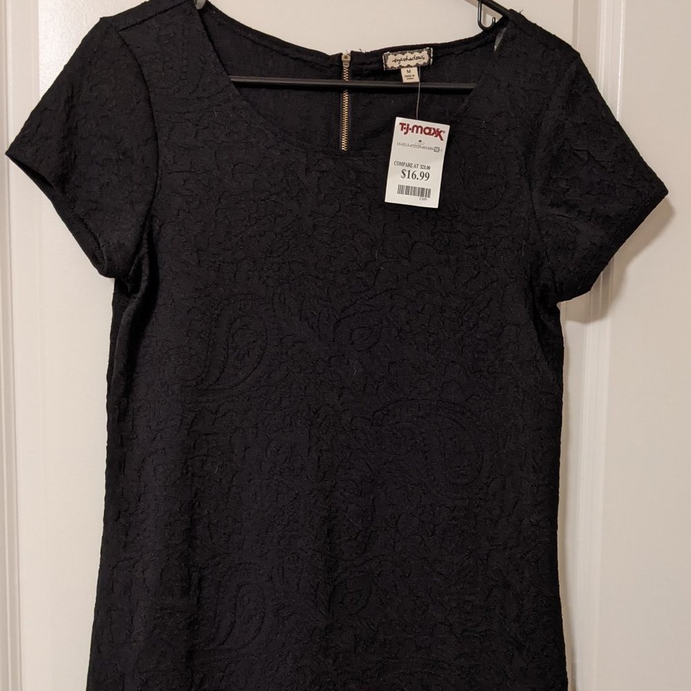 Eyeshadow - Black, Short Sleeved, Stretch Dress - Size M